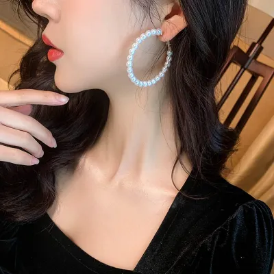 White Pearl Hoop Fashion Drop Dangle Earrings